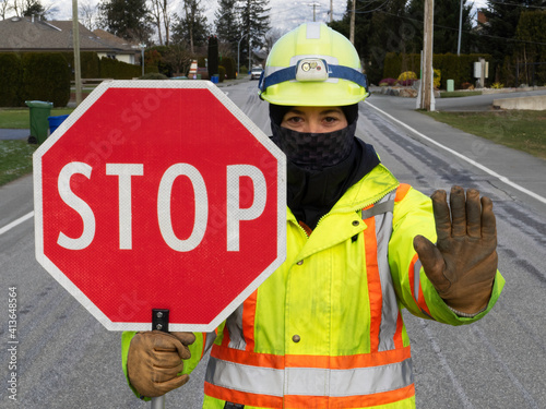 Female traffic control person at work