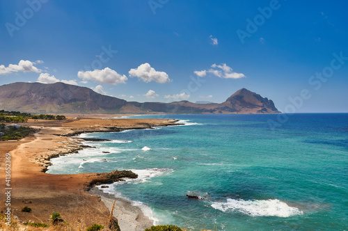 Macari viewpoint View on the gulf of Monte Cofano and Cala Bue Marino. Trapani, Sicily