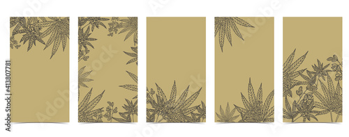 Collection of cannabis background set with green.Editable vector illustration for website, invitation,postcard and sticker