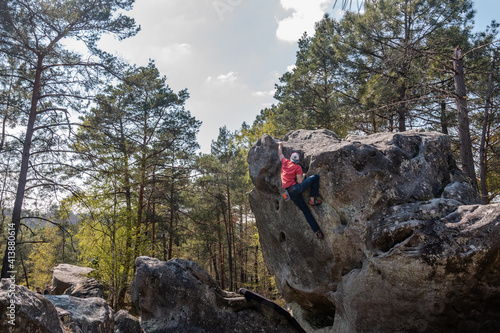 Exposed boulder in Fontainebleau, France