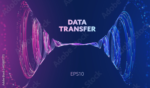 Abstract data transfer vortex. Futuristic digital technology. Vortex data concept. Spiral motion