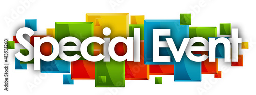 special event in colored rectangles background