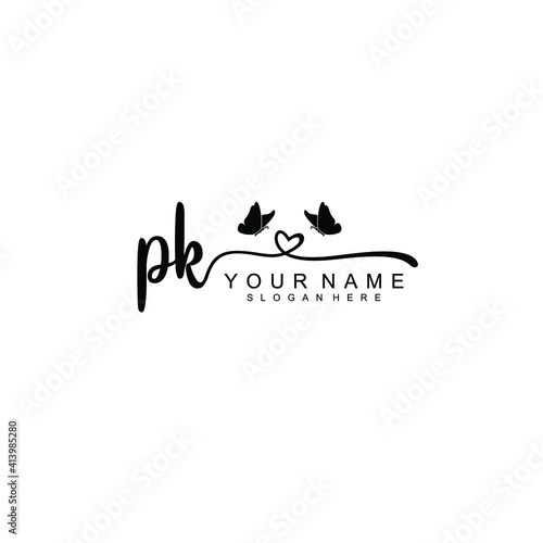 PK Initial handwriting logo template vector