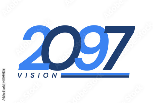 Happy New Year 2097. 2097 Vision Modern Design for Calendar, Greeting Cards, Invitations, Flyers or Prints