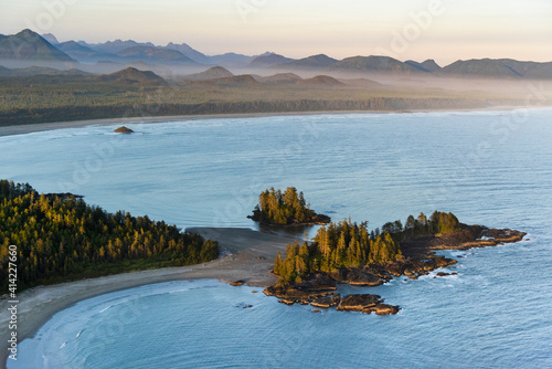 Canada, British Columbia. Pacific Rim National Park, aerial view Schooner Cove.
