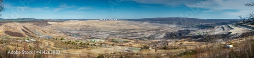 Panorama of lignite opencast mine and Turow power plant in the city Bogatynia, PolandPanorama kopalni odkrywkowej węgla brunatnego i elektrowni Turów w Bogatyni