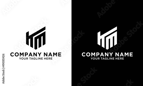 abstract line art letter KM logo. This logo icon incorporate with letter K and M in the creative