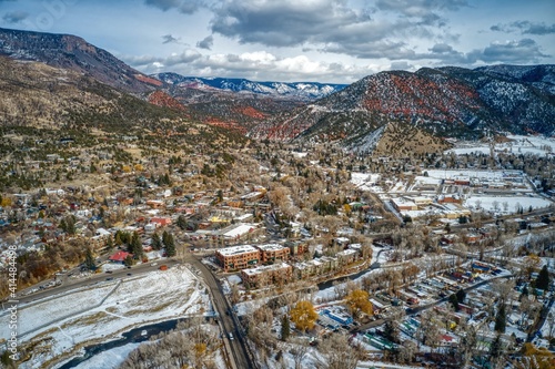 Aerial View of the Colorado Town of Basalt in Winter