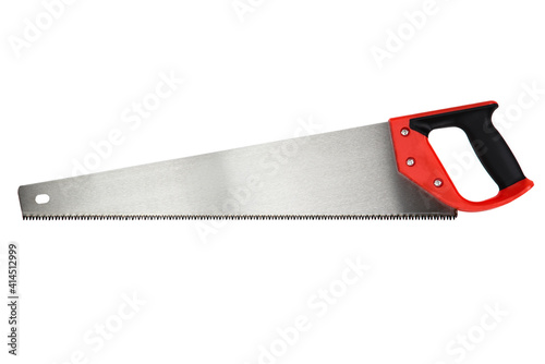 saw with a red handle isolated on white background