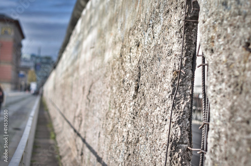 remnants of the berlin wall with a gap