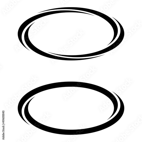 Oval ellipse banner frames, borders, vector hand-drawn graphics, oval markers text selection