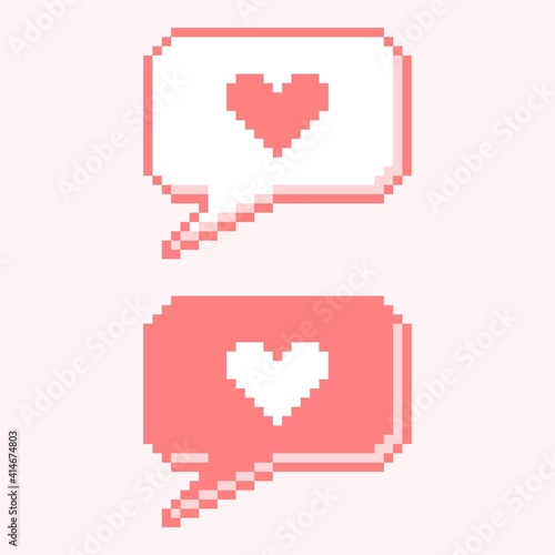 Illustration pixel art of ballon chat love