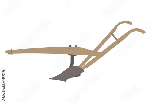 Old and primitive wooden plow