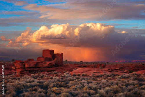 Sunset at the Lomaki Pueblo Ruin in Wupatki National Monument, Arizona
