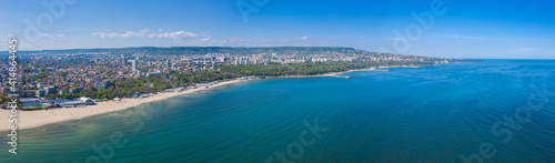 Aerial view of the central beach of the bulgarian town Varna