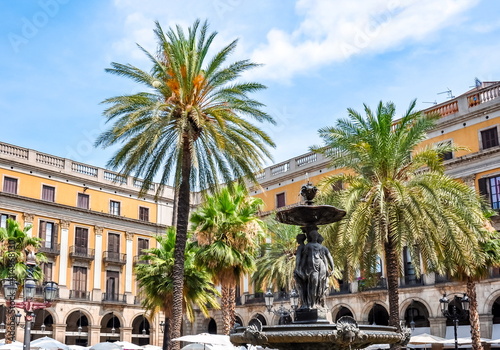 Royal square (Plaza Real) in Barcelona, Spain