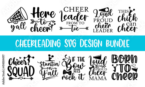 Quote Cheerleading typography set, lettering style cheerleading promotion quotes, Graphic design lifestyle lettering, and Sketch mug inspiration vector type simple sticker lettering set