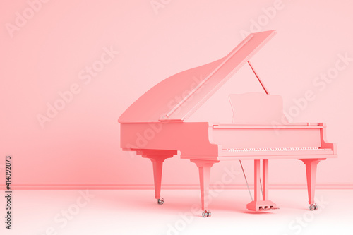 Pink grand piano in pink room