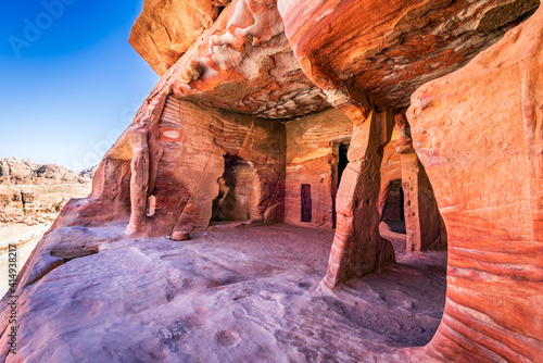 Petra, Jordan - Ancient stone carved houses in Wasi Musa