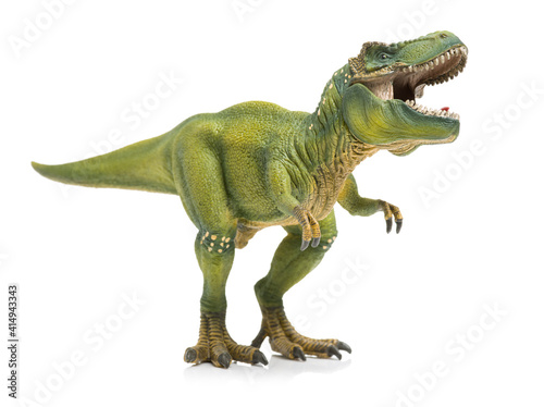 dinosaurs toys on white background