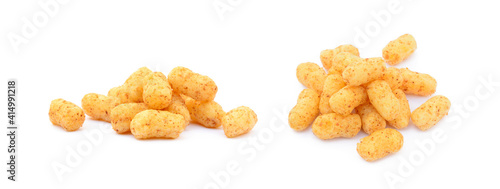 Peanut, corn puffs isolated with white background