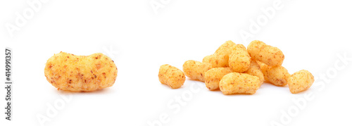 Peanut, corn puffs isolated with white background