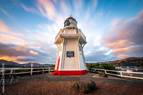 Akaroa South Island New Zealand Bay and Lighthouse