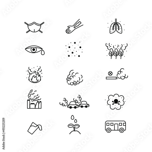 set of icons pm2.5