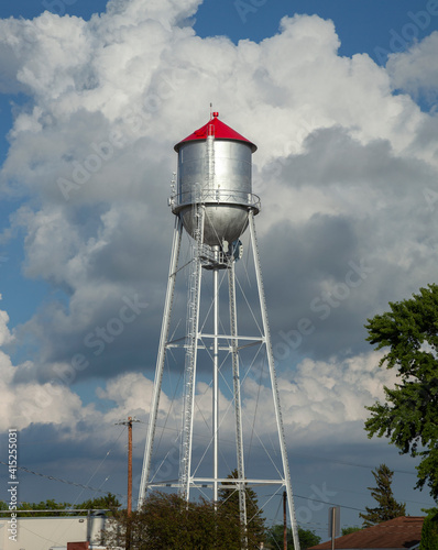 Vintage steel watertower in a small town in Minnesota