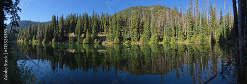 Panoramic view of Lightning Lake in Manning National Park in British Columbia, Canada, North America 
