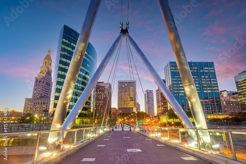 Skyline of downtown Hartford city, cityscape in Connecticut, USA