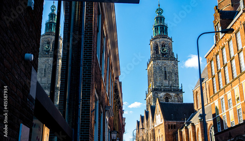 Beautiful view of the Martinikerk tower in Groningen, Netherlands