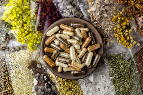 Packaged herbal and mineral ingredients and components for organic dietary supplements