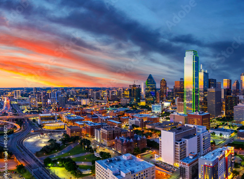 Dallas, Texas skyline at sunset