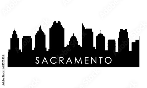 Sacramento skyline silhouette. Black Sacramento city design isolated on white background.