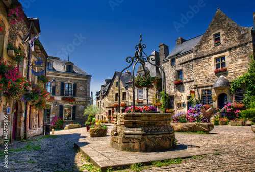 City Square of Rochefort en Terre, Brittany