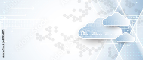 Modern cloud computer technology. Integrated digital web concept background. Data exchange
