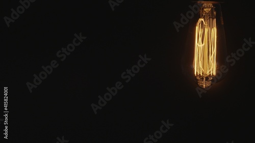 Żarówka Edisona, ozdobna żarówka na ciemnym tle 