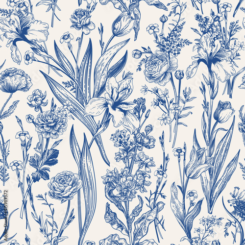 Floral seamless pattern. Flowering.