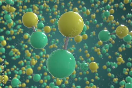 Selenium sulfide molecule. Ball-and-stick molecular model. Chemistry related 3d rendering