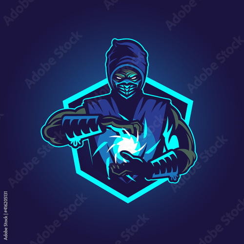 Blue Ninja vector illustration symbol insignia