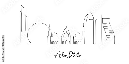 Abu Dhabi Landmark skyline - continuous one line drawing