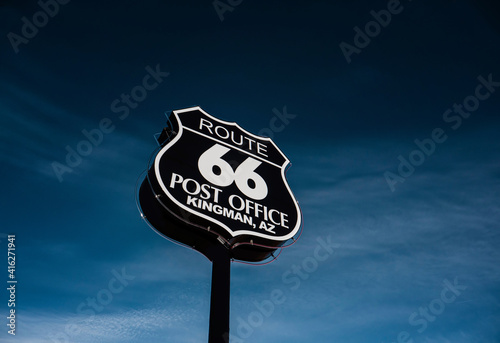 Historic route 66 route sign, Kingman California
