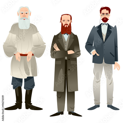 History of Russia. Famous Russian writers. Leo Tolstoy, Fyodor Dostoevsky, Anton Chekhov.