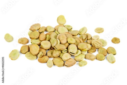 Pile broad or fava beans isolated on white background