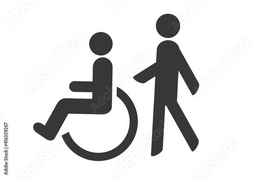 Rollstuhlfahrer mit Unterstützer - icon Piktogramm Symbol
