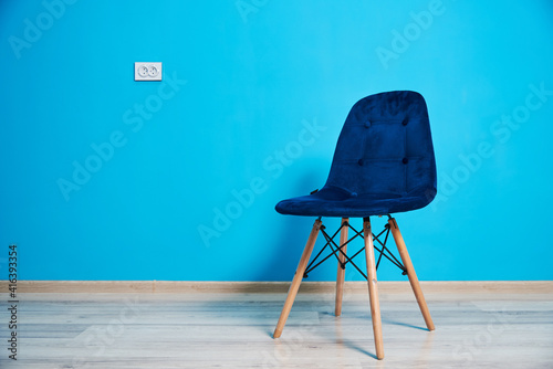 Blue chair in the room