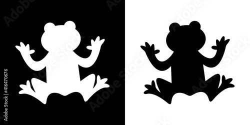 Frog shadow with monochrome silhouette on black and white colour