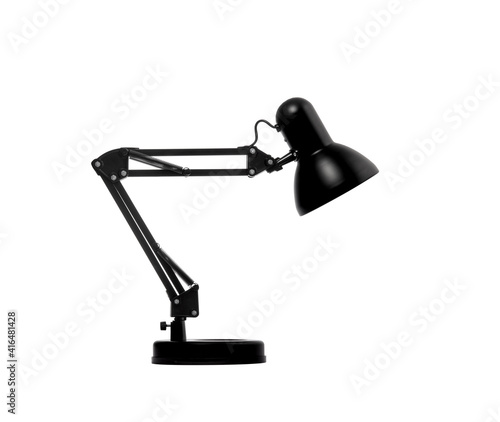 single black desk lamp, on white background