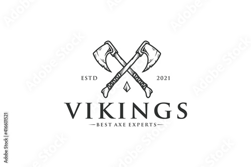 Viking Axes Logo Template